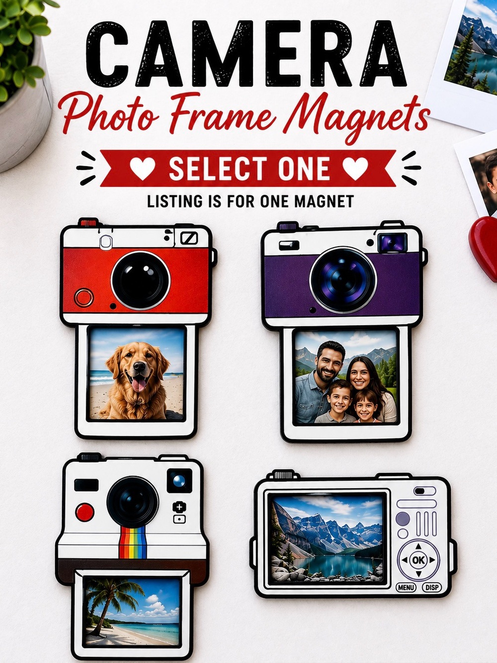 Vintage Camera Photo Frame Magnets – Buyer Selects One